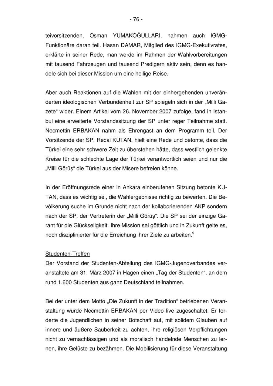 Seite 76 des Verfassungsschutzbericht 2007 Bremen