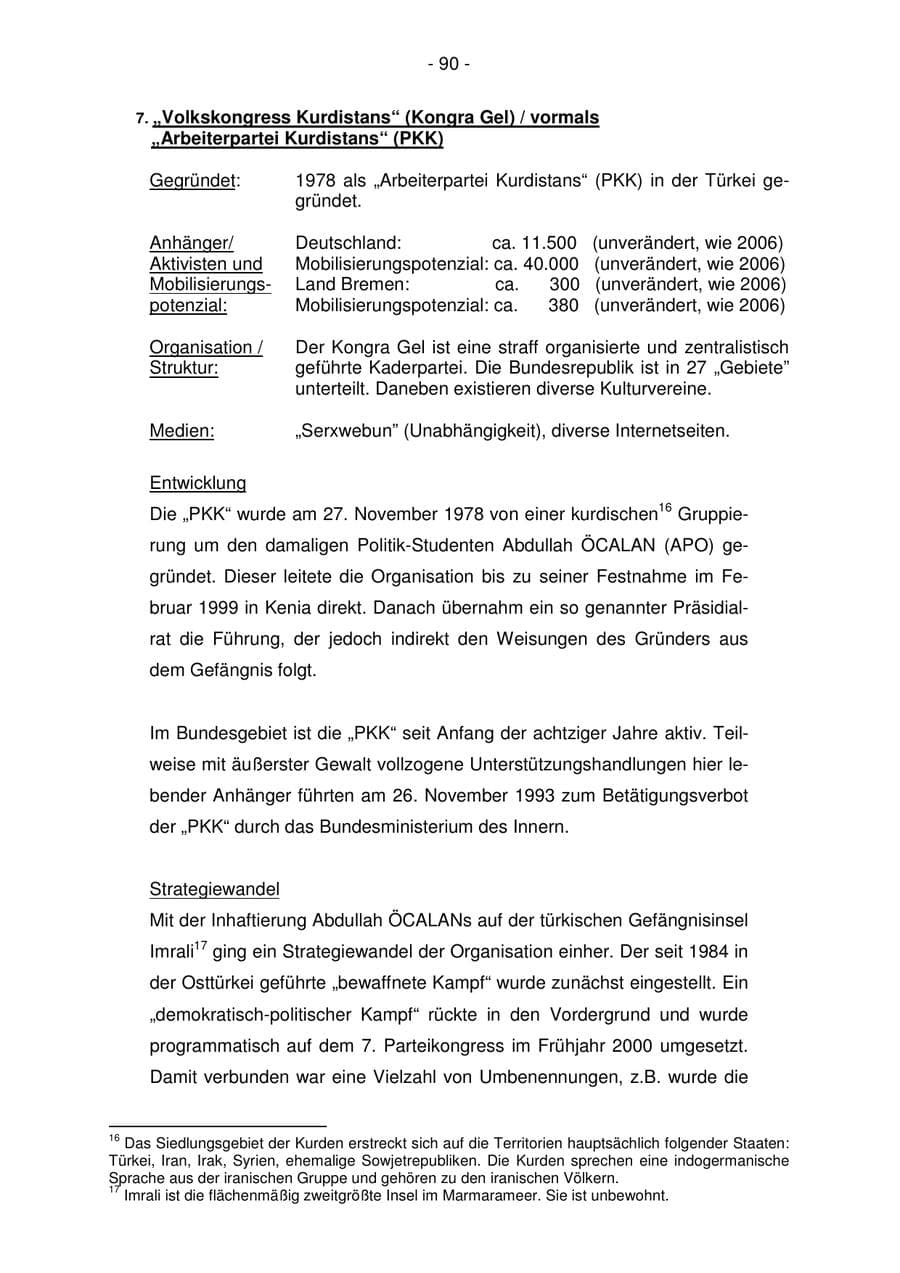 Seite 90 des Verfassungsschutzbericht 2007 Bremen