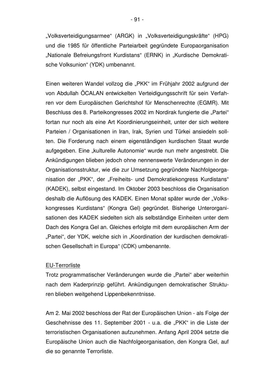Seite 91 des Verfassungsschutzbericht 2007 Bremen