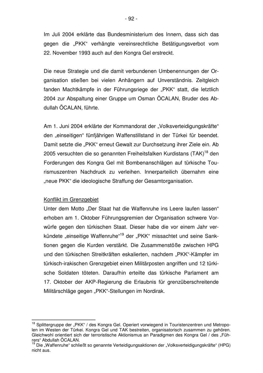Seite 92 des Verfassungsschutzbericht 2007 Bremen