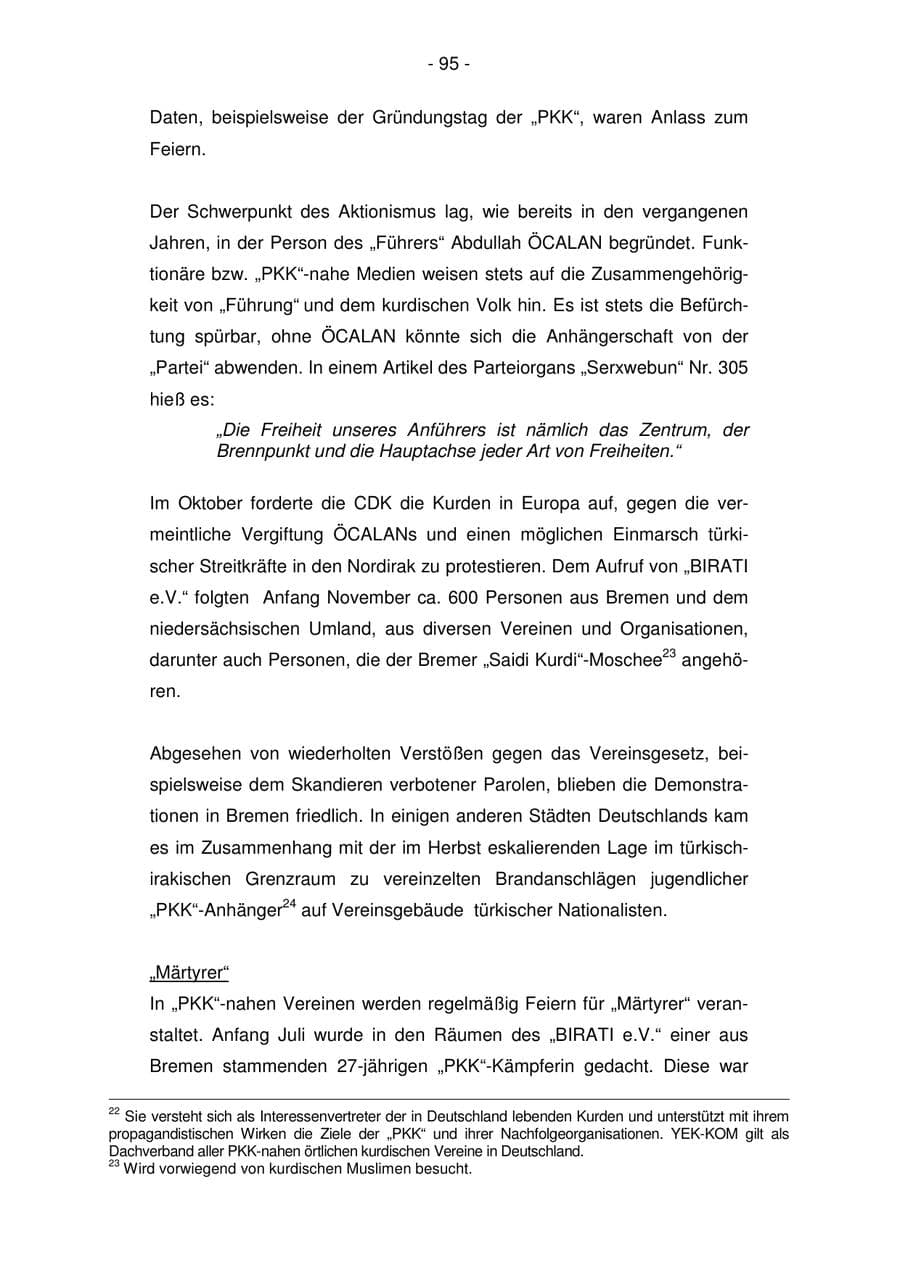 Seite 95 des Verfassungsschutzbericht 2007 Bremen