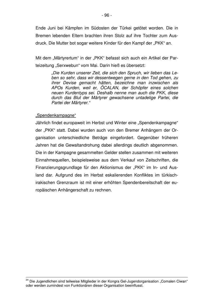 Seite 96 des Verfassungsschutzbericht 2007 Bremen