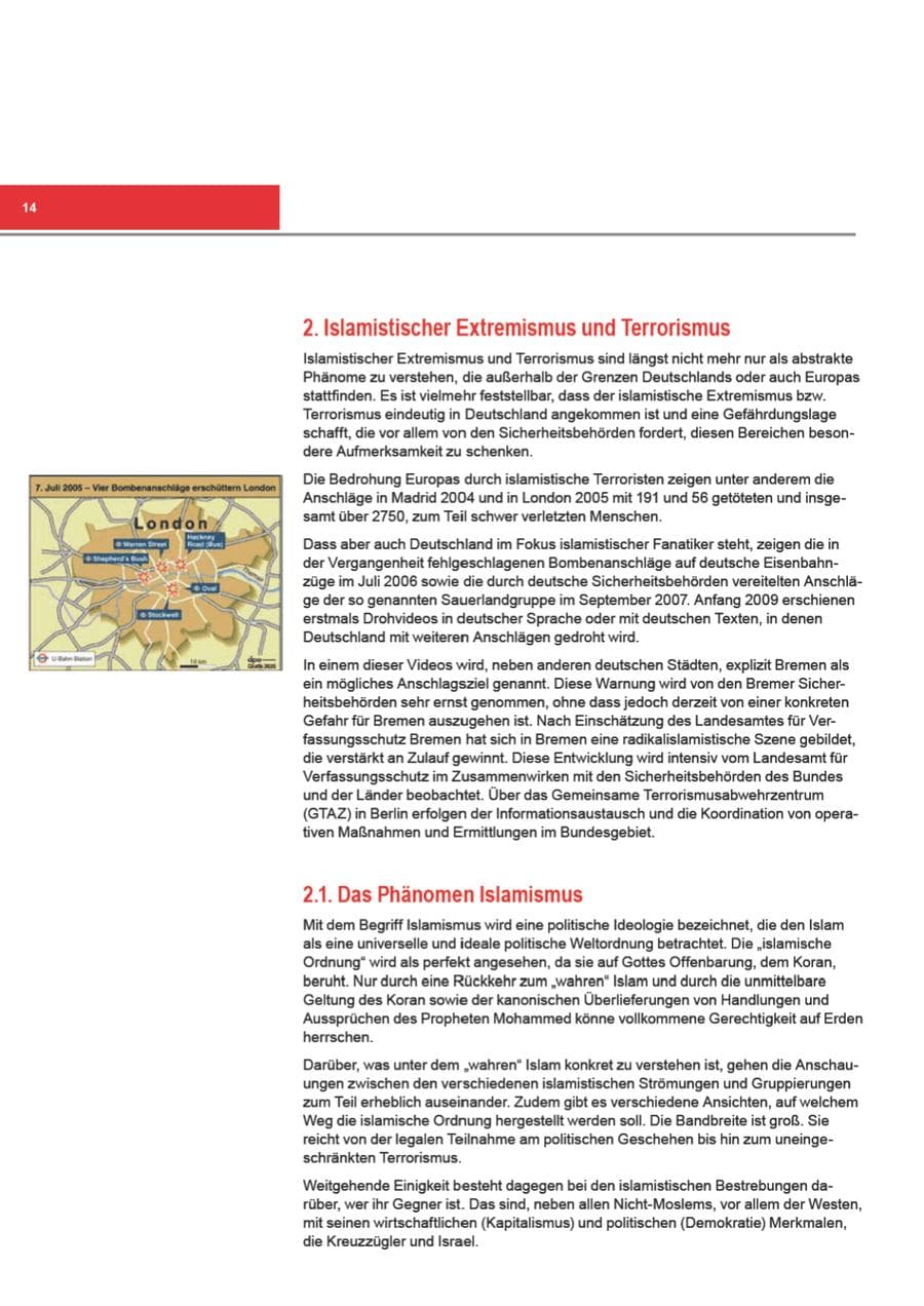 Seite 14 des Verfassungsschutzbericht 2008 Bremen