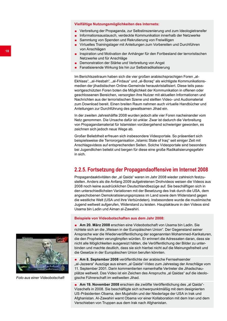 Seite 18 des Verfassungsschutzbericht 2008 Bremen