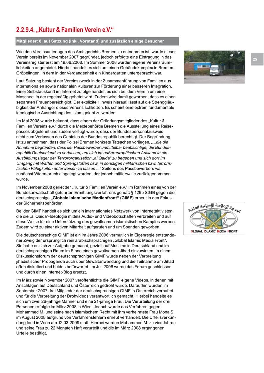 Seite 25 des Verfassungsschutzbericht 2008 Bremen