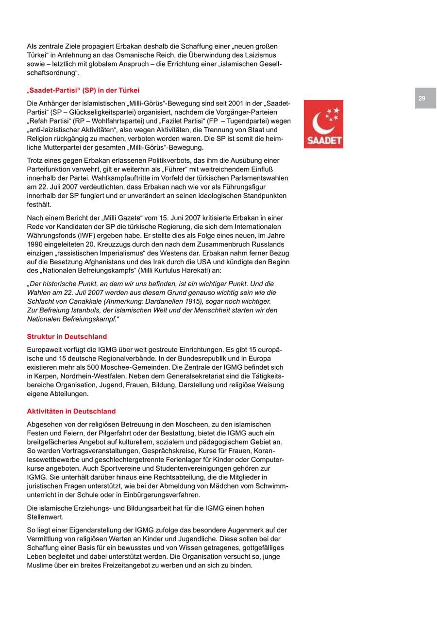 Seite 29 des Verfassungsschutzbericht 2008 Bremen