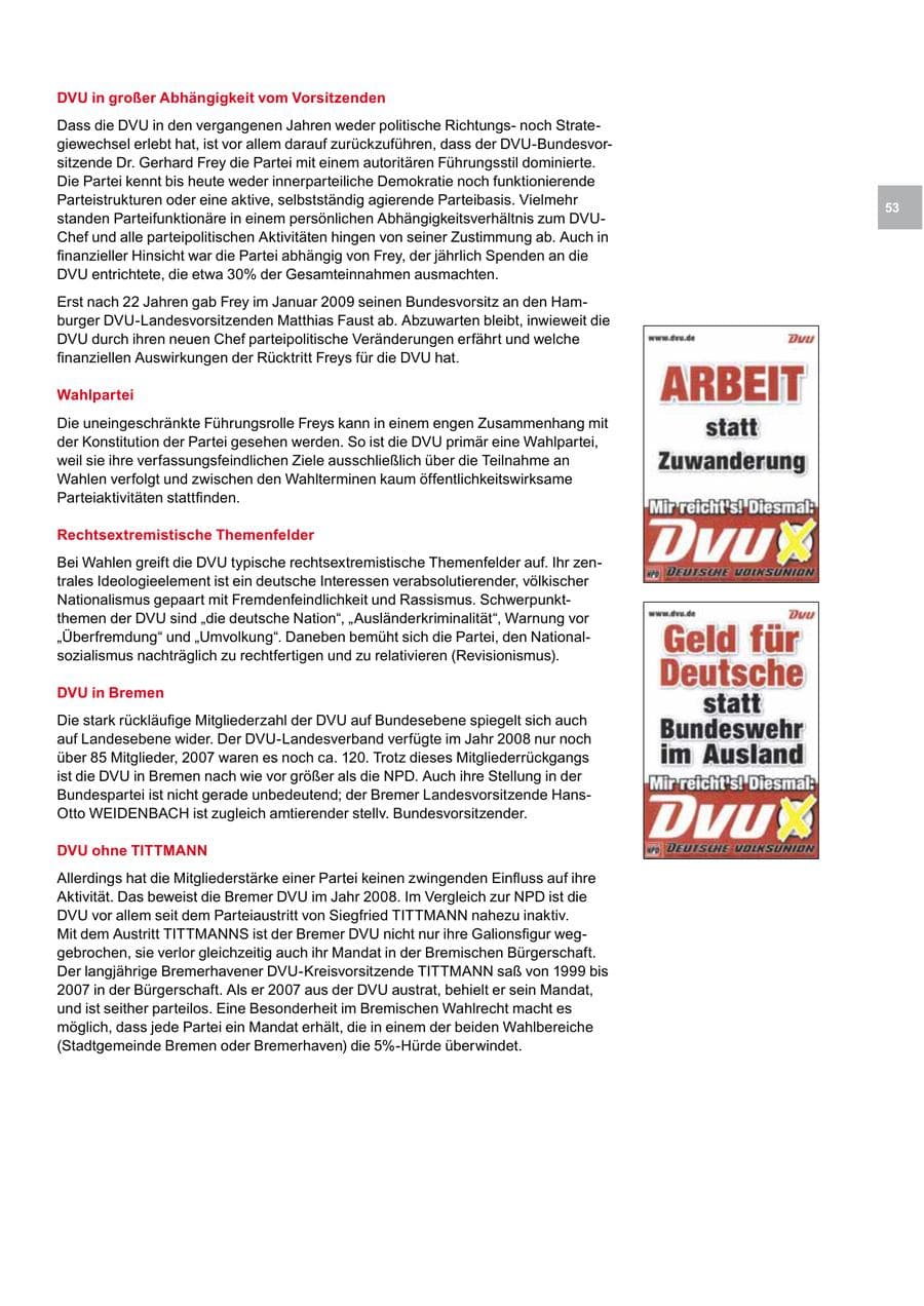 Seite 53 des Verfassungsschutzbericht 2008 Bremen