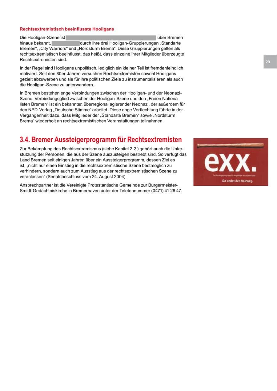 Seite 29 des Verfassungsschutzbericht 2009 Bremen