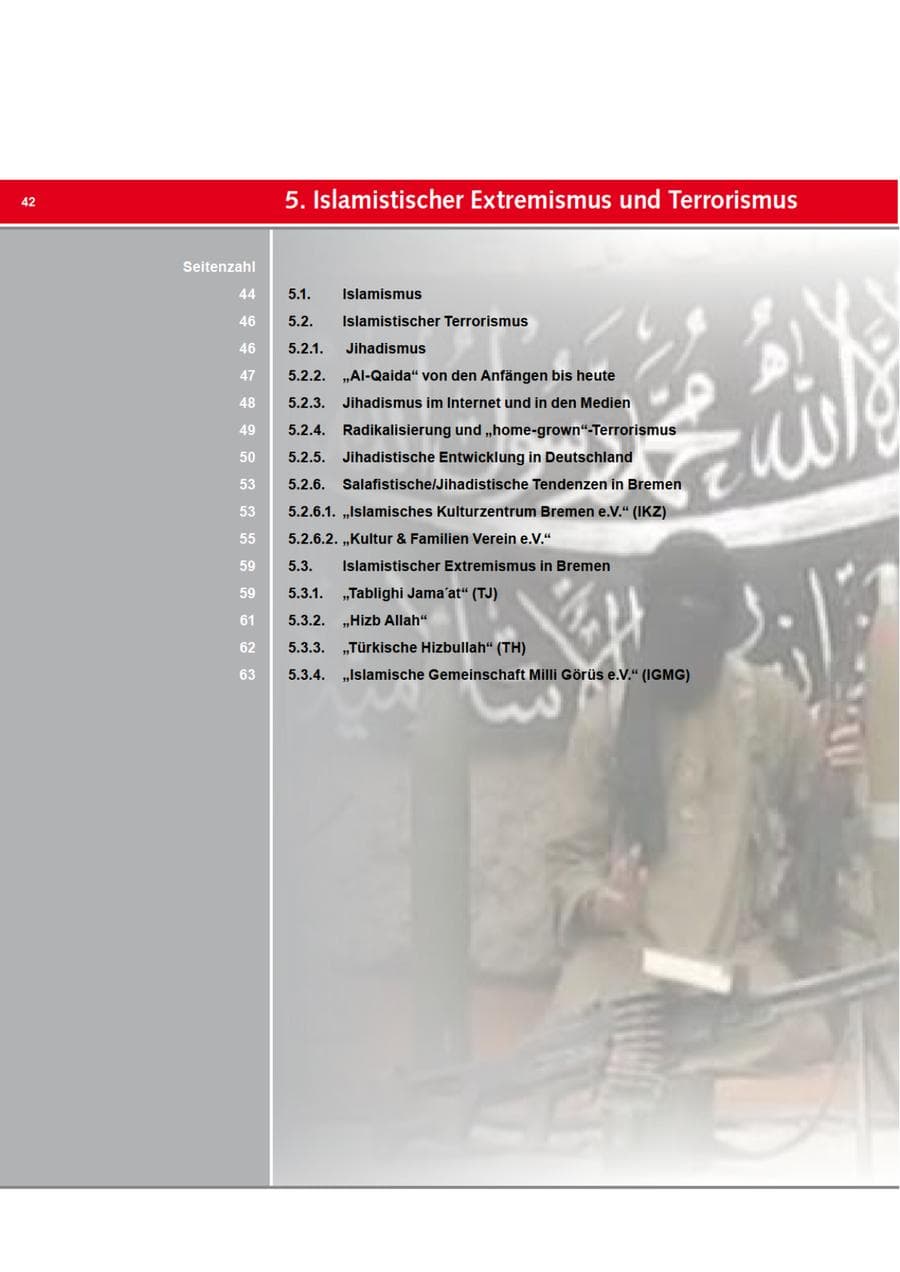 Seite 42 des Verfassungsschutzbericht 2009 Bremen
