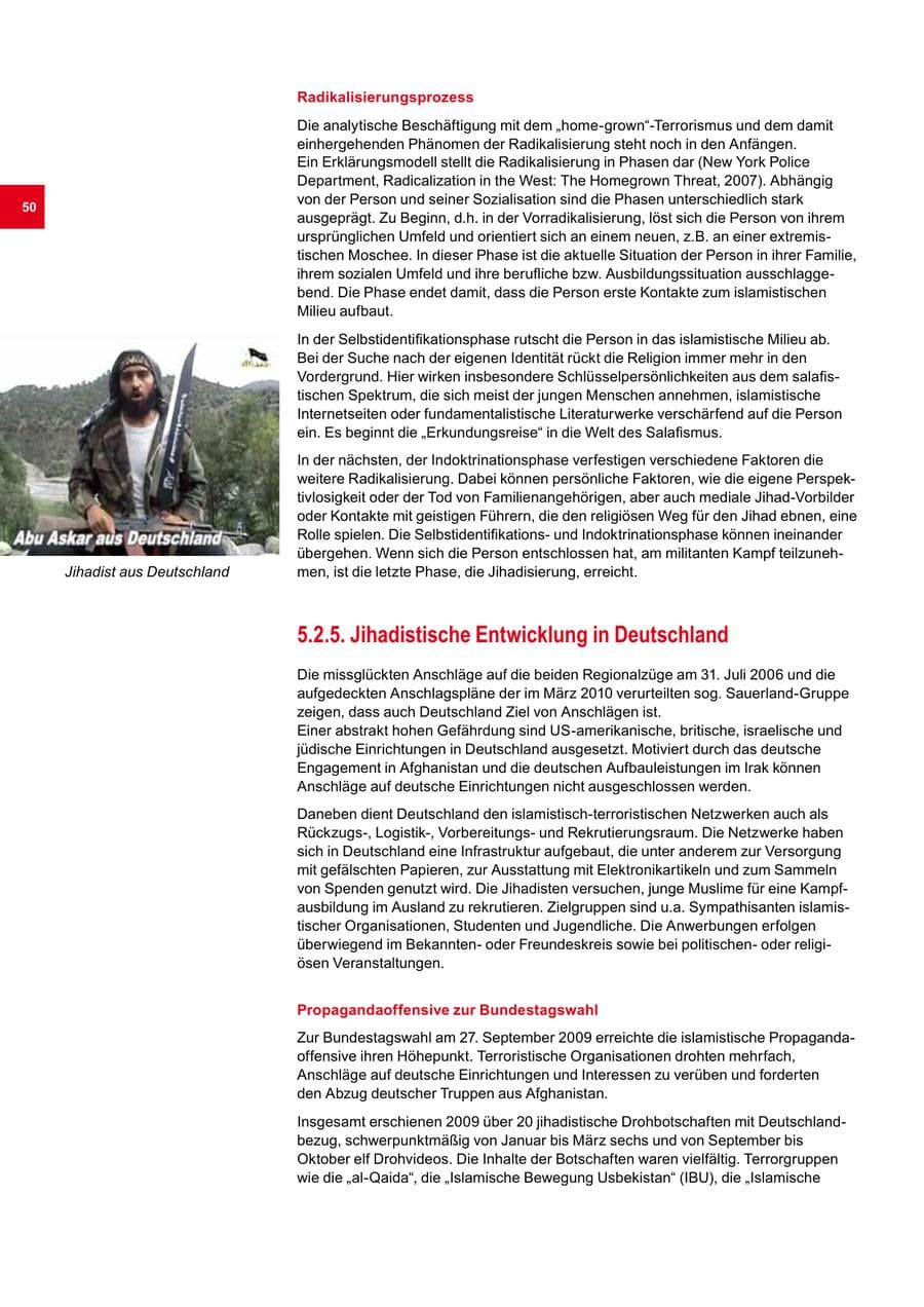 Seite 50 des Verfassungsschutzbericht 2009 Bremen