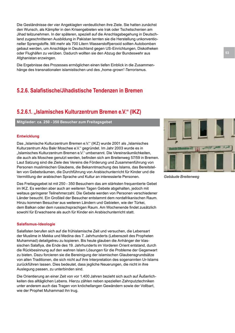 Seite 53 des Verfassungsschutzbericht 2009 Bremen