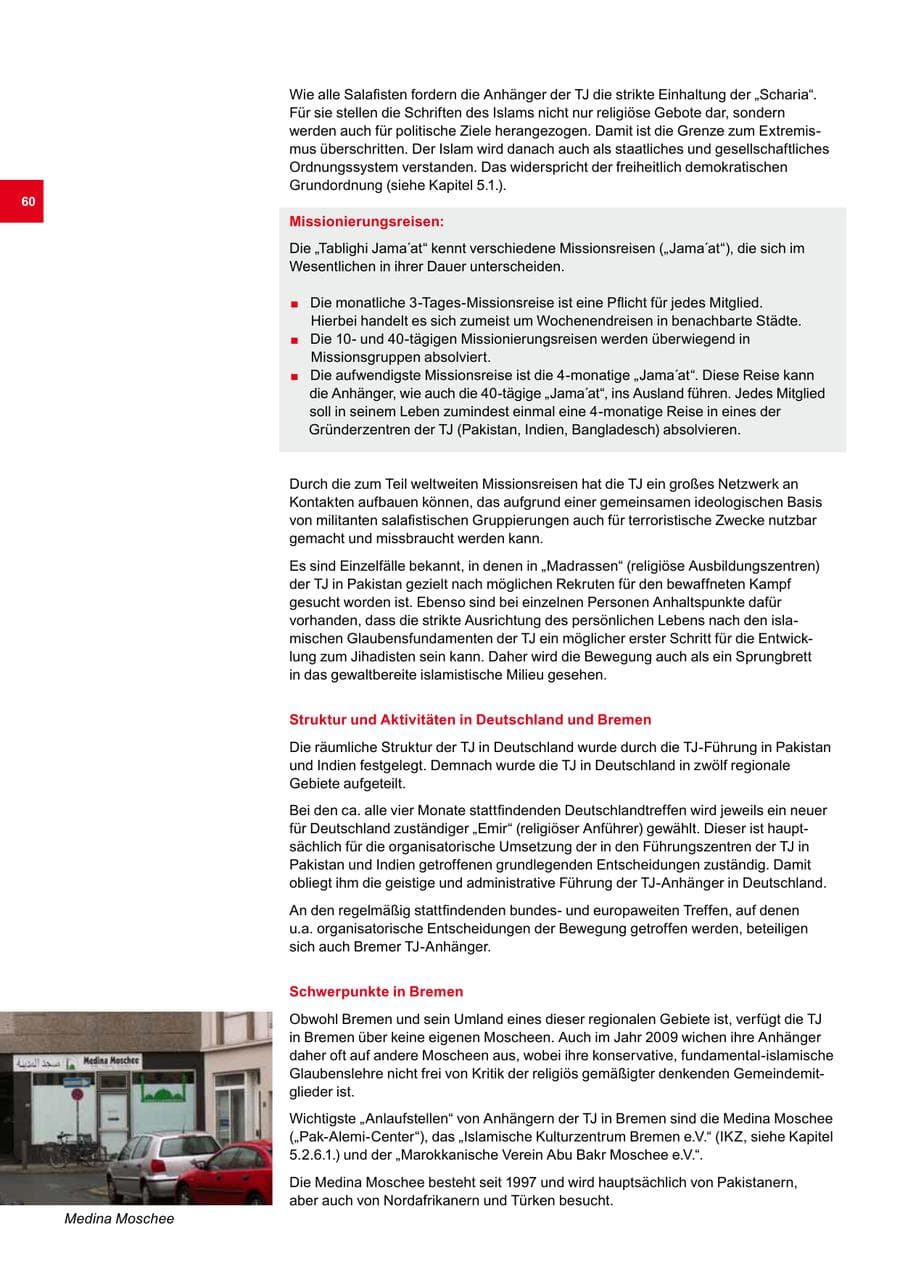 Seite 60 des Verfassungsschutzbericht 2009 Bremen