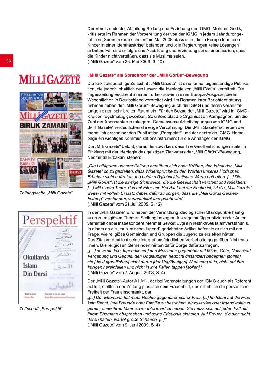 Seite 66 des Verfassungsschutzbericht 2009 Bremen
