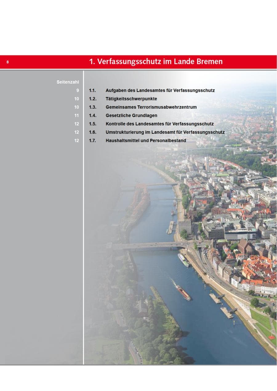Seite 8 des Verfassungsschutzbericht 2009 Bremen