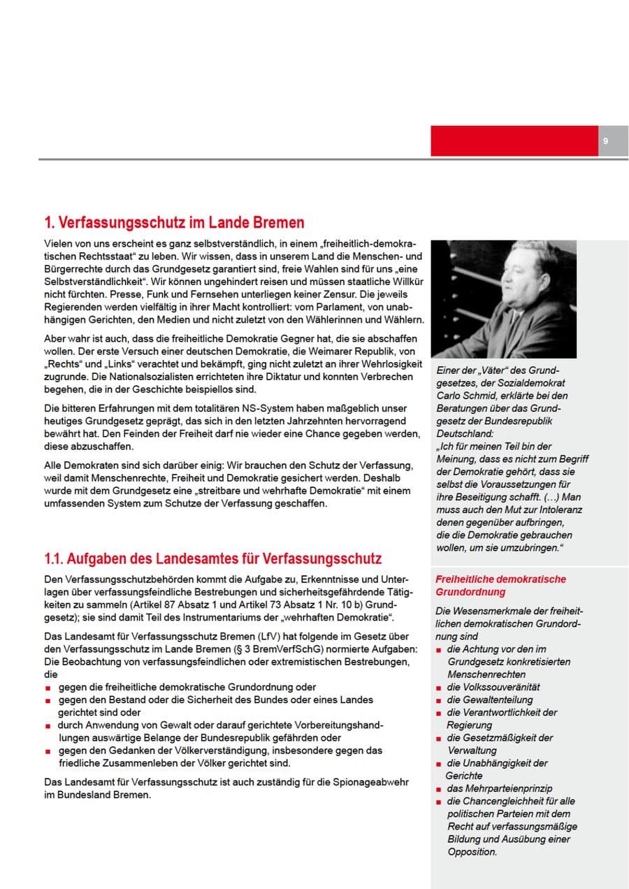 Seite 9 des Verfassungsschutzbericht 2009 Bremen