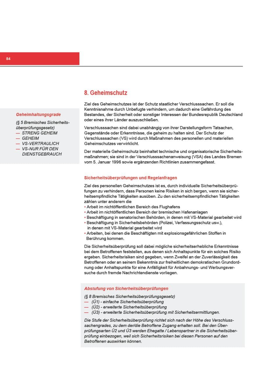 Seite 84 des Verfassungsschutzbericht 2009 Bremen