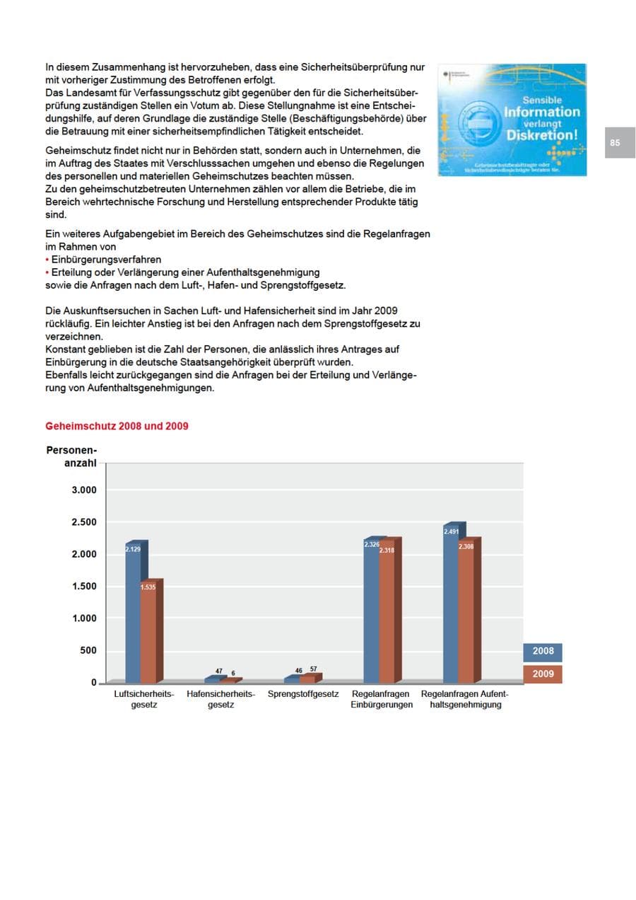 Seite 85 des Verfassungsschutzbericht 2009 Bremen