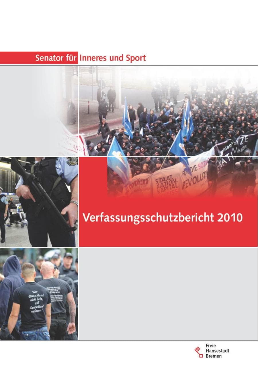 Seite 1 des Verfassungsschutzbericht 2010 Bremen