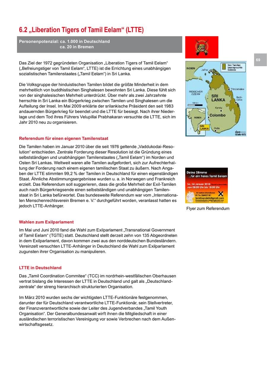 Seite 69 des Verfassungsschutzbericht 2010 Bremen