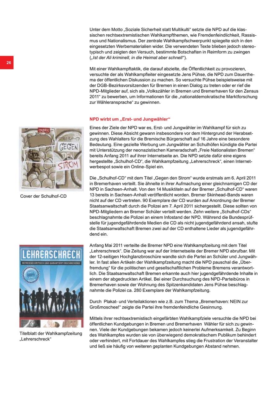 Seite 26 des Verfassungsschutzbericht 2011 Bremen
