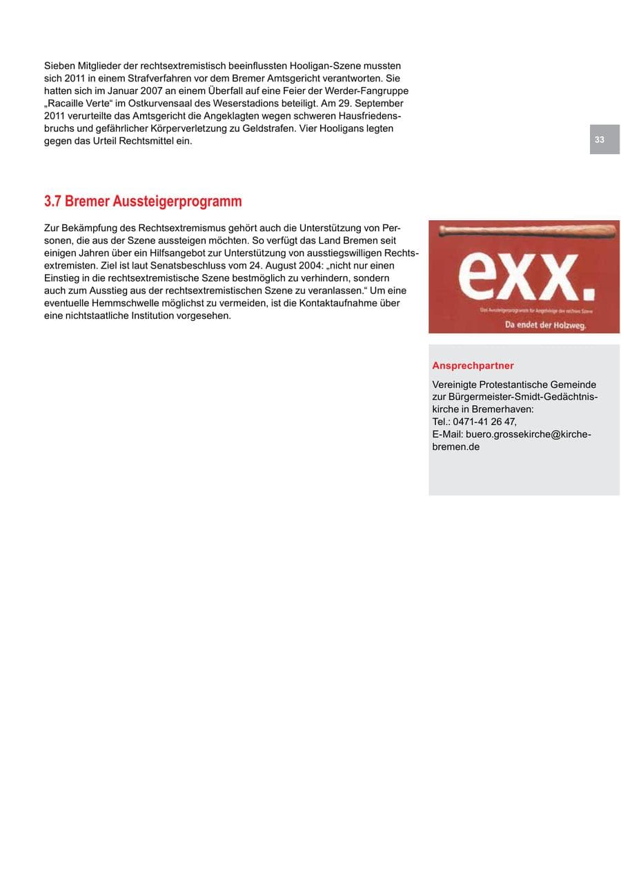 Seite 33 des Verfassungsschutzbericht 2011 Bremen