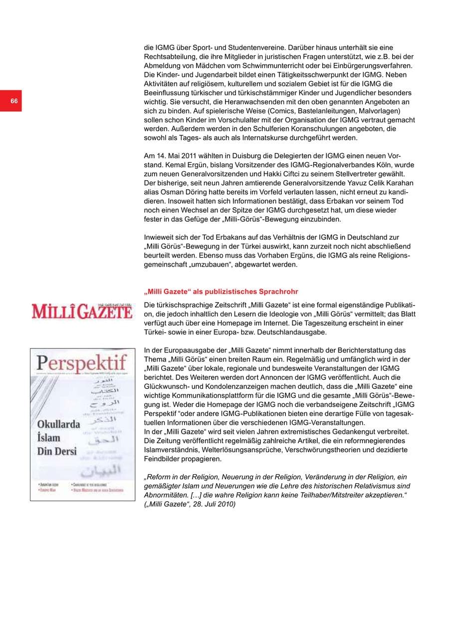 Seite 66 des Verfassungsschutzbericht 2011 Bremen