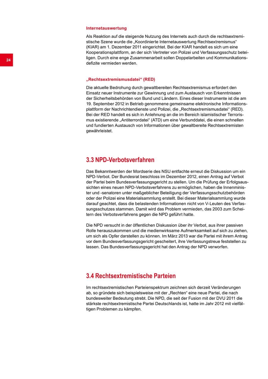 Seite 24 des Verfassungsschutzbericht 2012 Bremen