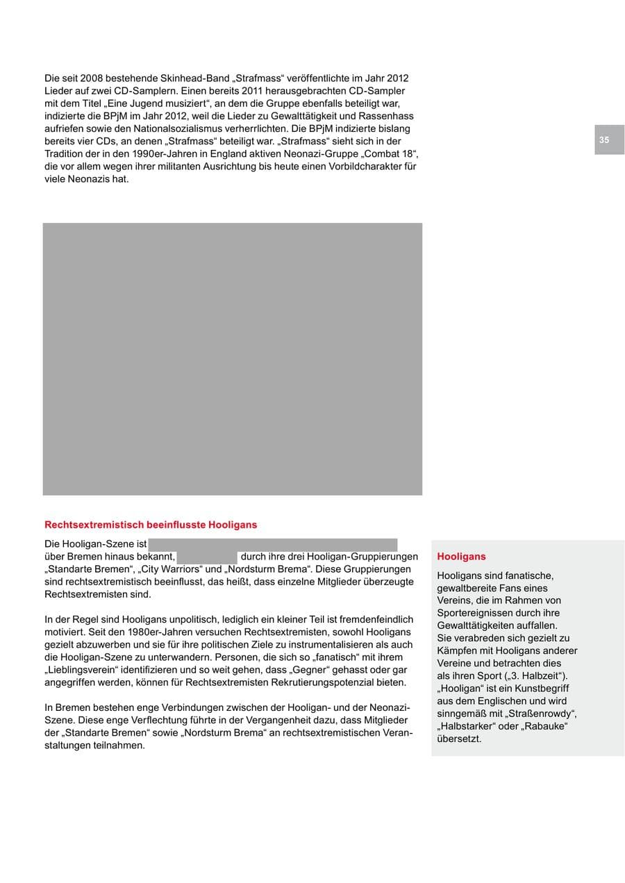 Seite 35 des Verfassungsschutzbericht 2012 Bremen