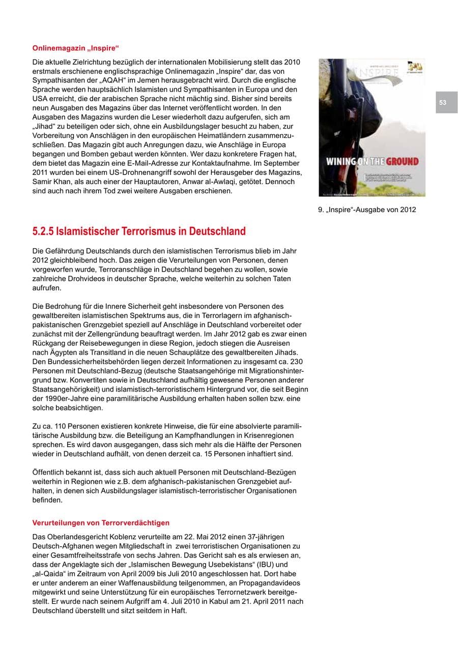 Seite 53 des Verfassungsschutzbericht 2012 Bremen
