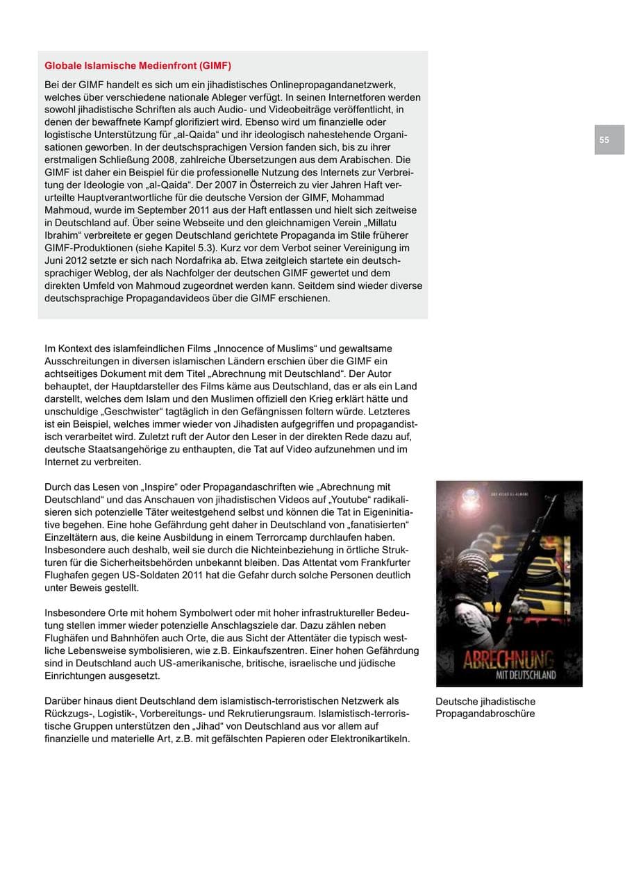 Seite 55 des Verfassungsschutzbericht 2012 Bremen