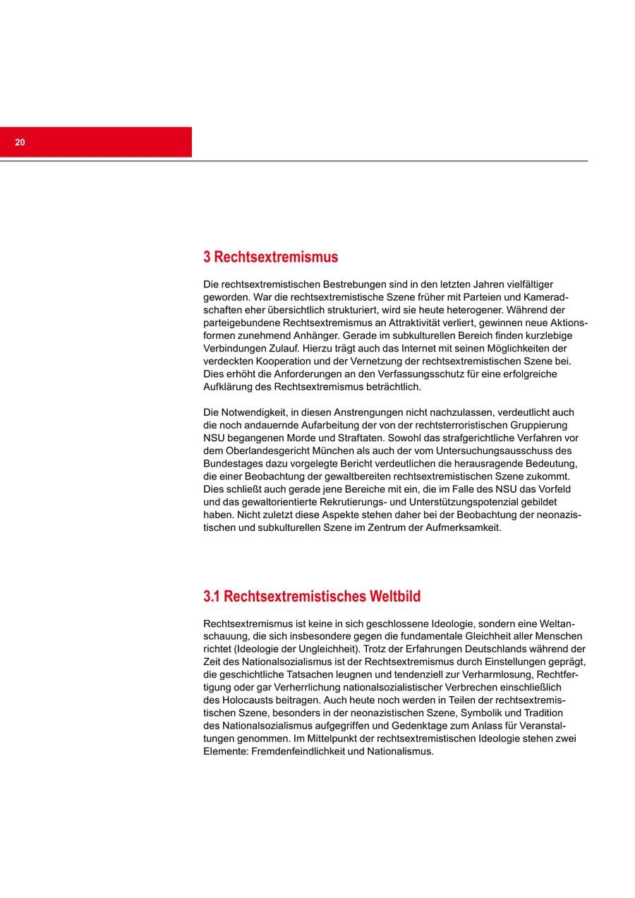 Seite 20 des Verfassungsschutzbericht 2013 Bremen