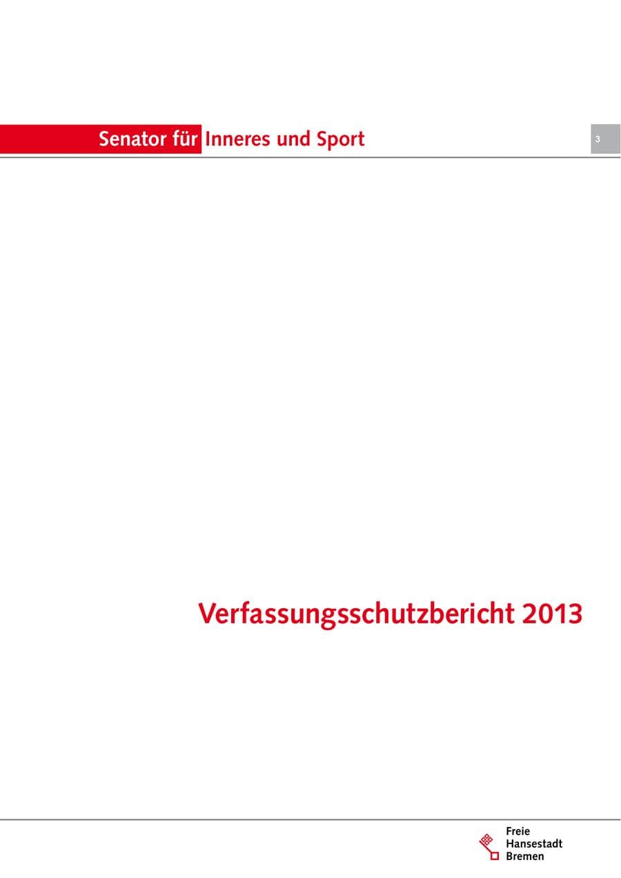 Seite 3 des Verfassungsschutzbericht 2013 Bremen