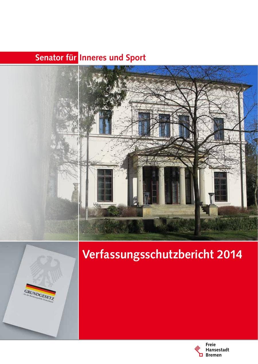 Seite 1 des Verfassungsschutzbericht 2014 Bremen