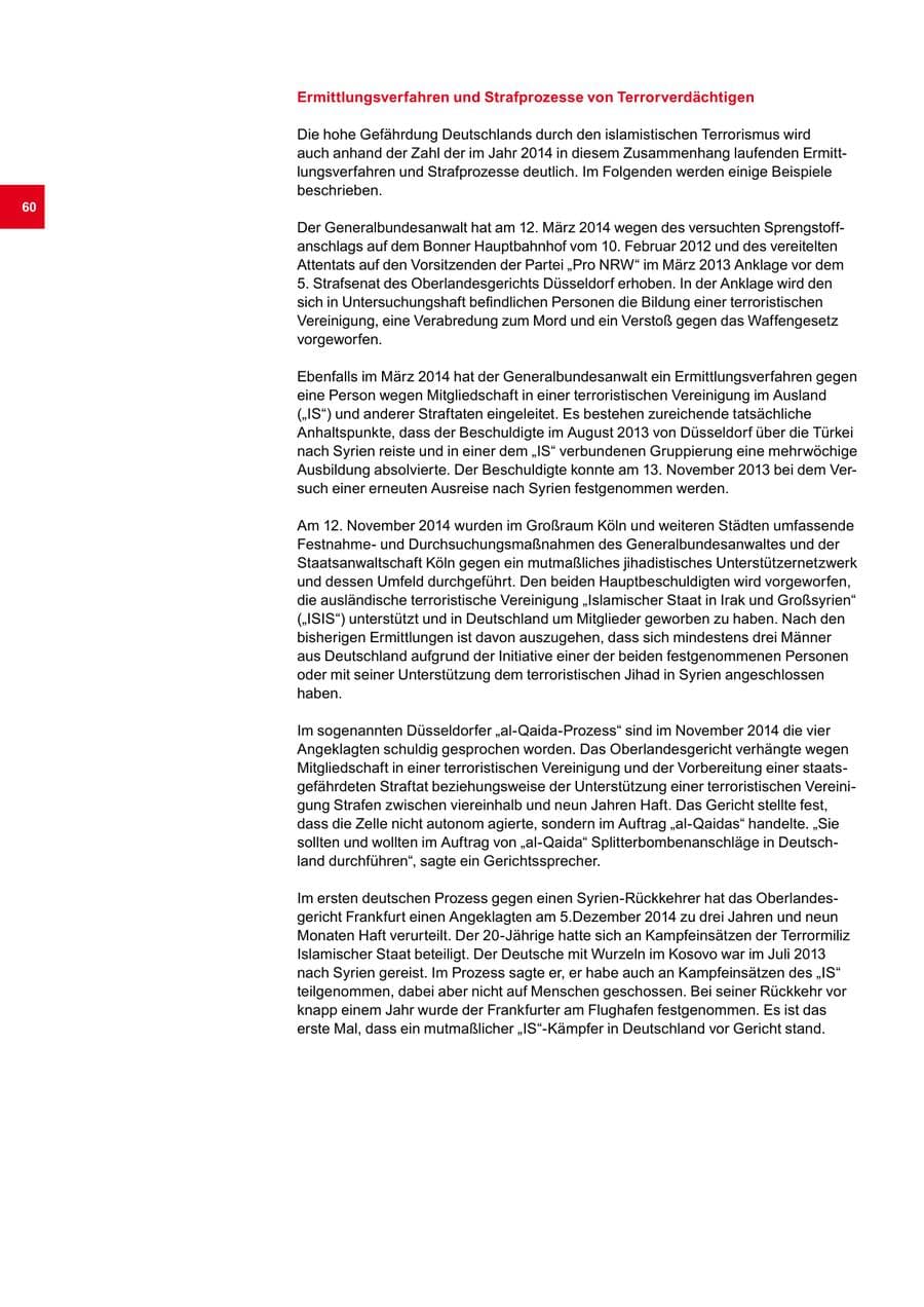 Seite 60 des Verfassungsschutzbericht 2014 Bremen