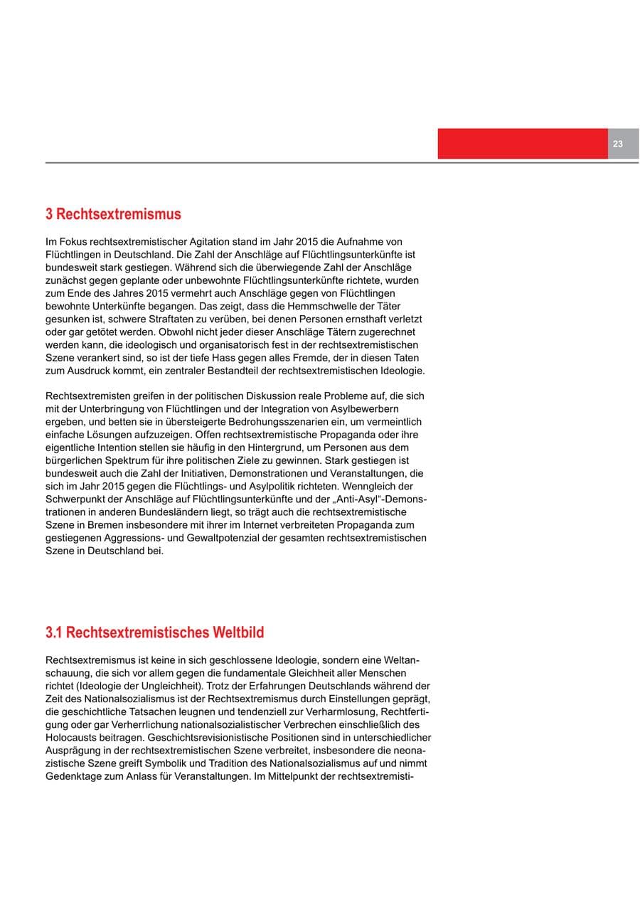 Seite 23 des Verfassungsschutzbericht 2015 Bremen