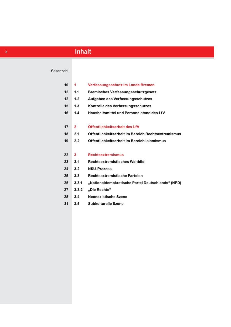Seite 8 des Verfassungsschutzbericht 2015 Bremen