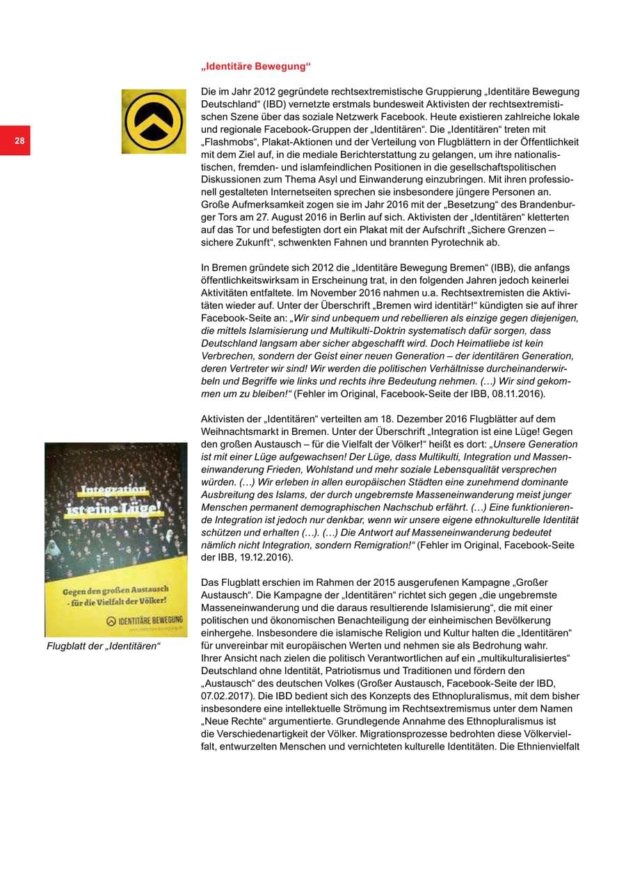 Seite 28 des Verfassungsschutzbericht 2016 Bremen