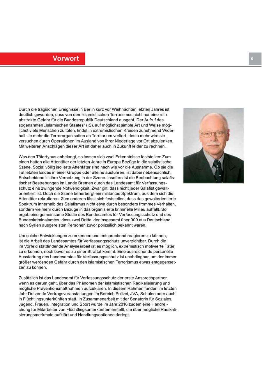 Seite 5 des Verfassungsschutzbericht 2016 Bremen