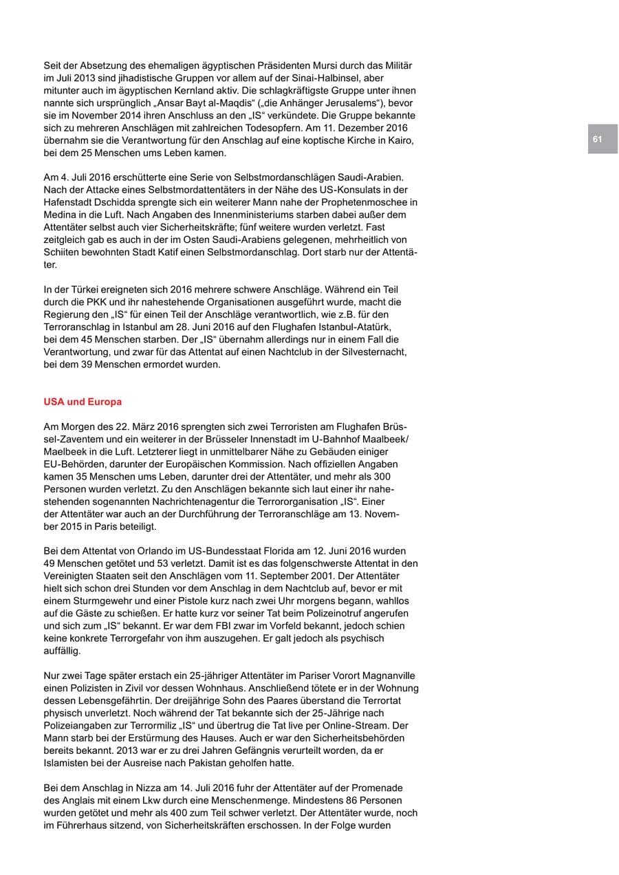 Seite 61 des Verfassungsschutzbericht 2016 Bremen