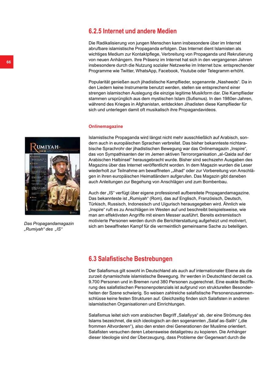 Seite 66 des Verfassungsschutzbericht 2016 Bremen