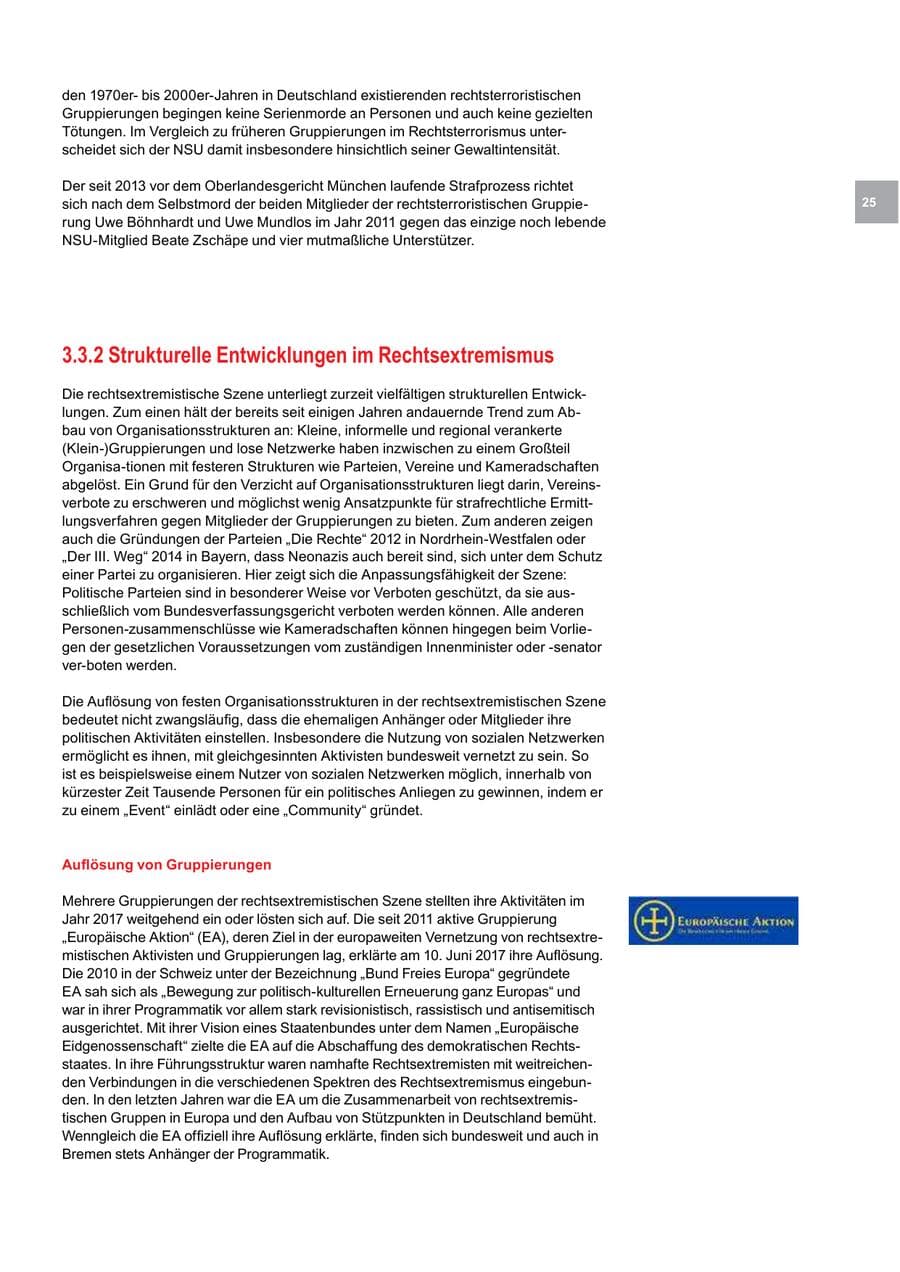 Seite 25 des Verfassungsschutzbericht 2017 Bremen