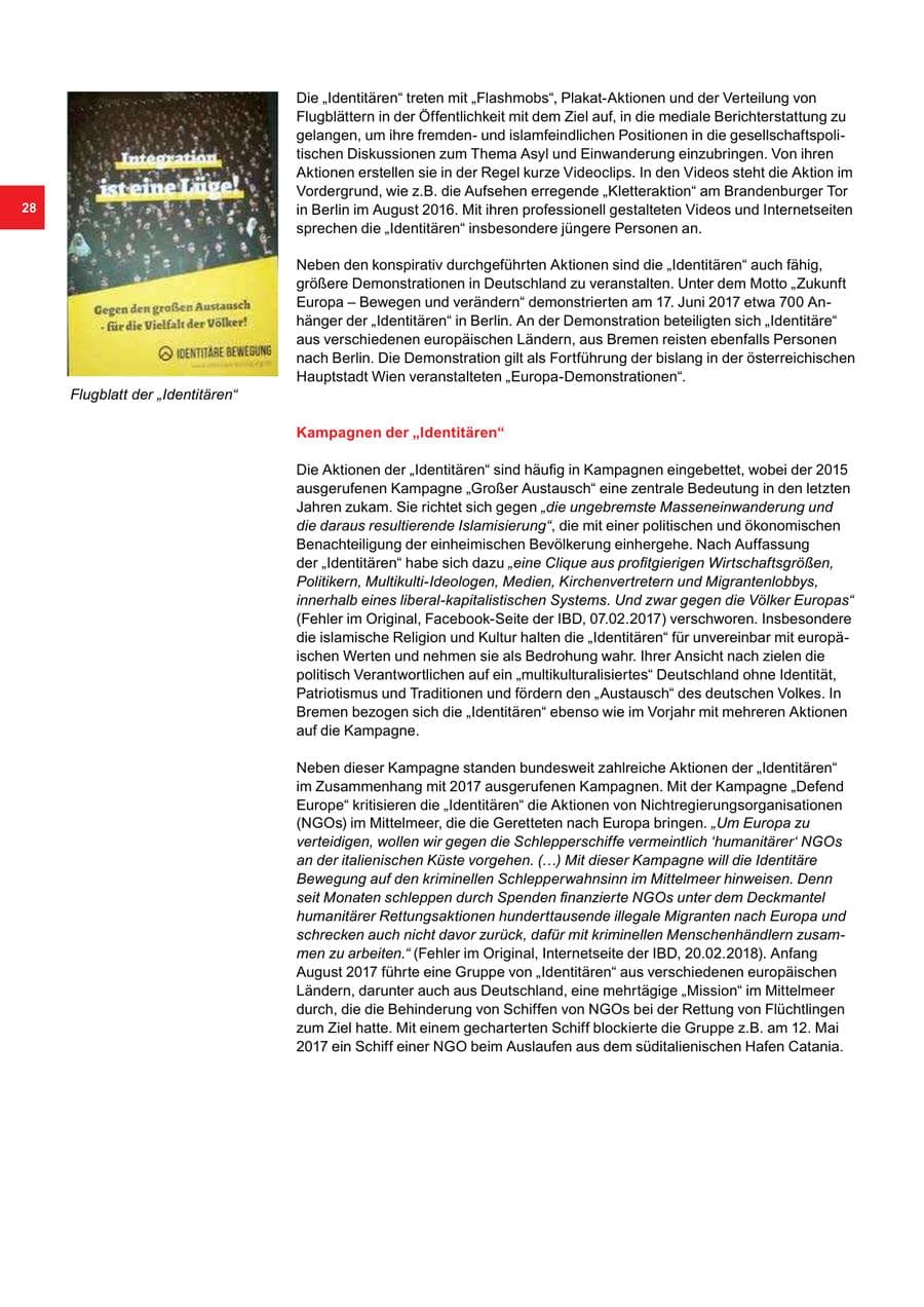 Seite 28 des Verfassungsschutzbericht 2017 Bremen