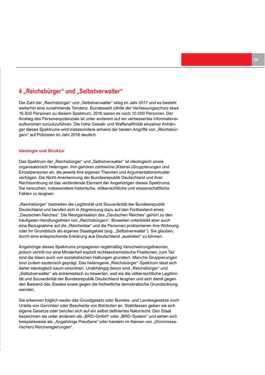 Seite 35 des Verfassungsschutzbericht 2017 Bremen