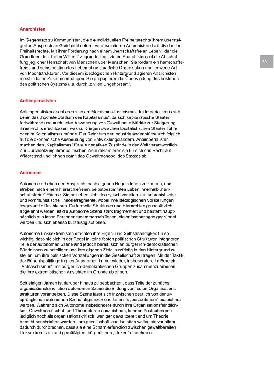 Seite 39 des Verfassungsschutzbericht 2017 Bremen