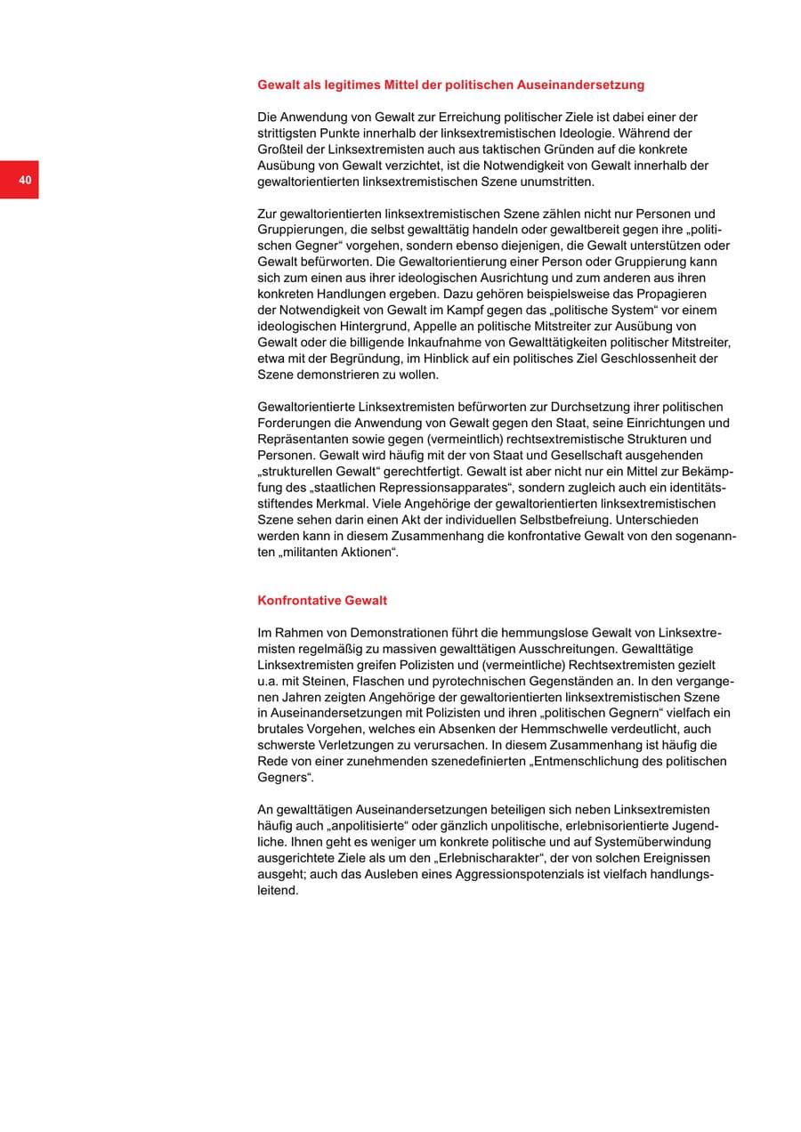 Seite 40 des Verfassungsschutzbericht 2017 Bremen