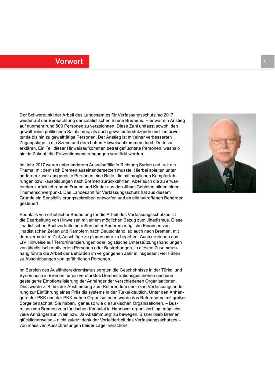 Seite 5 des Verfassungsschutzbericht 2017 Bremen