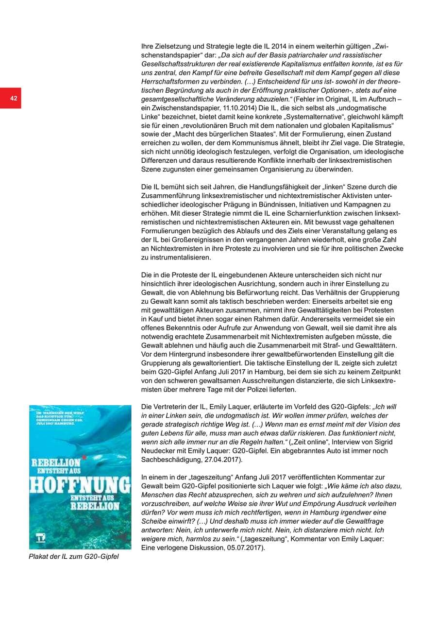 Seite 42 des Verfassungsschutzbericht 2017 Bremen