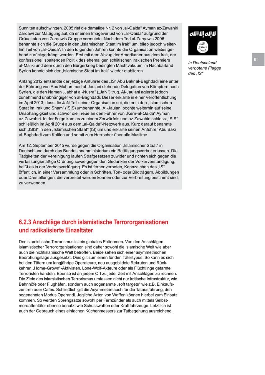 Seite 61 des Verfassungsschutzbericht 2017 Bremen