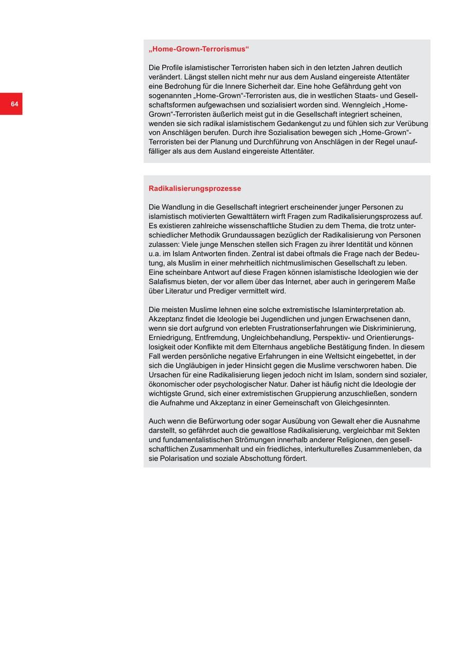 Seite 64 des Verfassungsschutzbericht 2017 Bremen