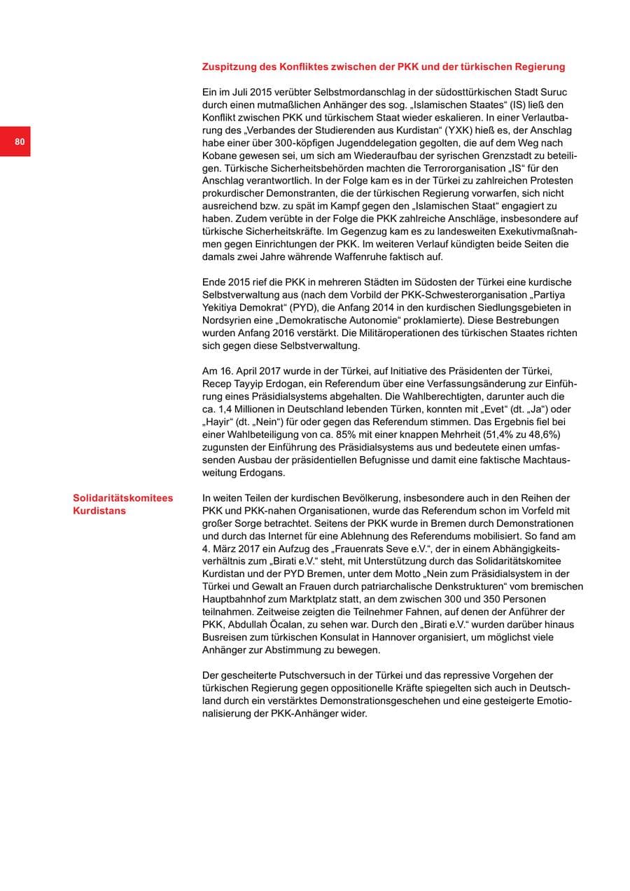 Seite 80 des Verfassungsschutzbericht 2017 Bremen